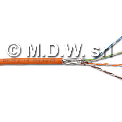 CAVO SOLIDO S/FTP PER RETI CATEGORIA 7 - 4 COPPIE 8 POLI DOPPIA SCHERMATURA AWG 23 HALOGEN FREE LSOH MATASSA MT. 100 (AL METRO)