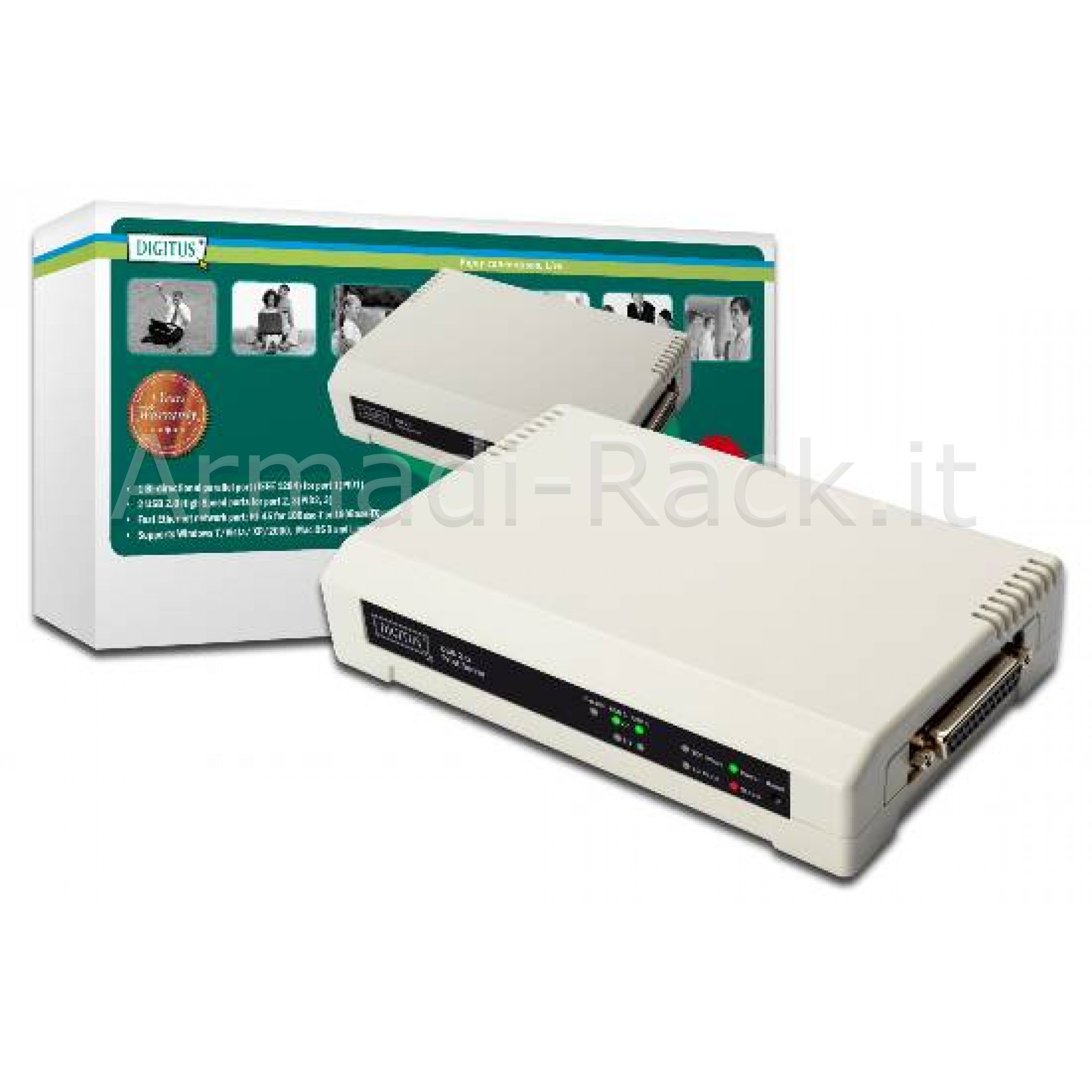 PRINT SERVER 10/100 RJ45 CON 2 PORTE USB E 1 PORTA 25 POLI  PARALLELA