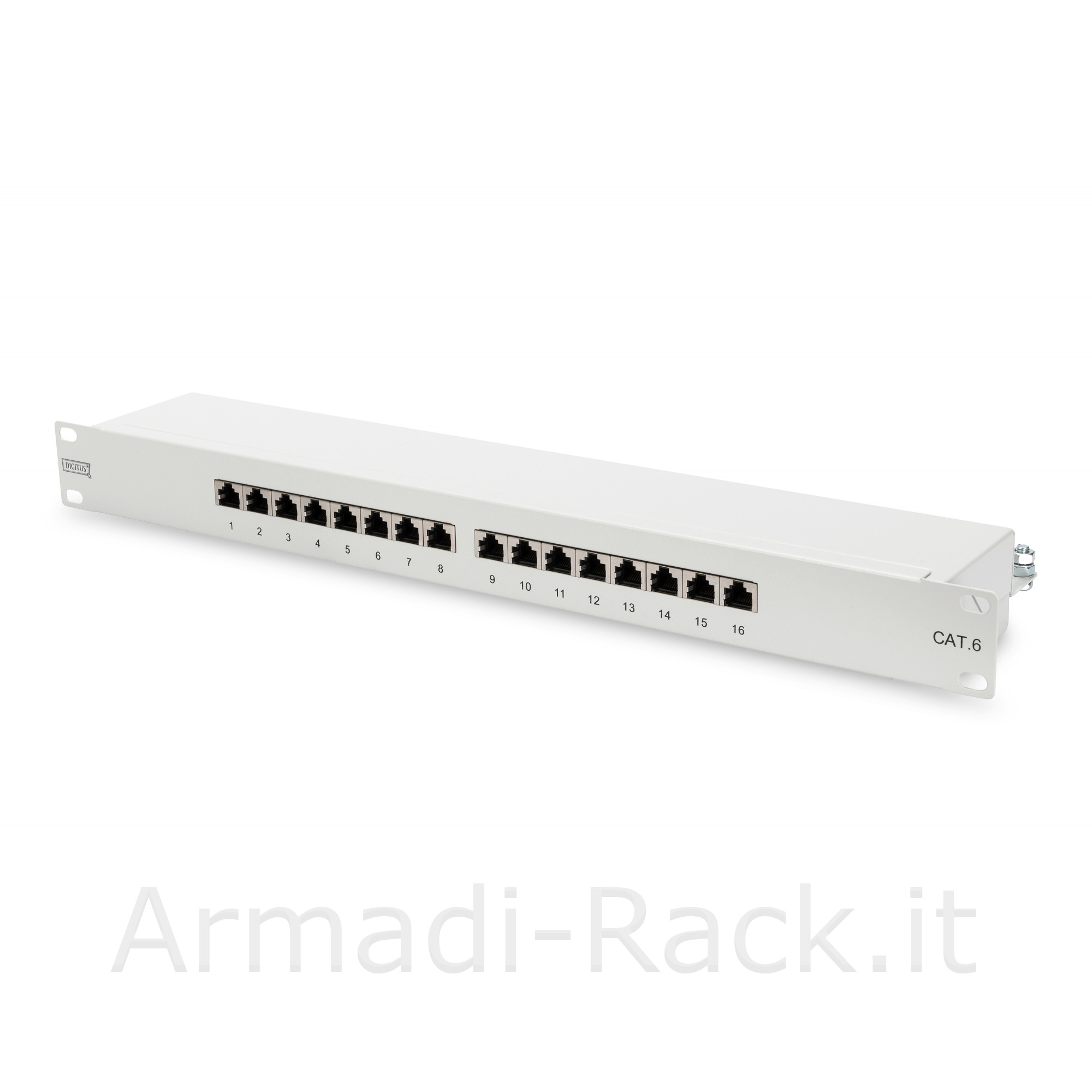 PANNELLO PATCH 19 SCHERMATO 16 PORTE 8 POLI RJ45 PER RETI CATEGORIA 6 - 1 UNITA'