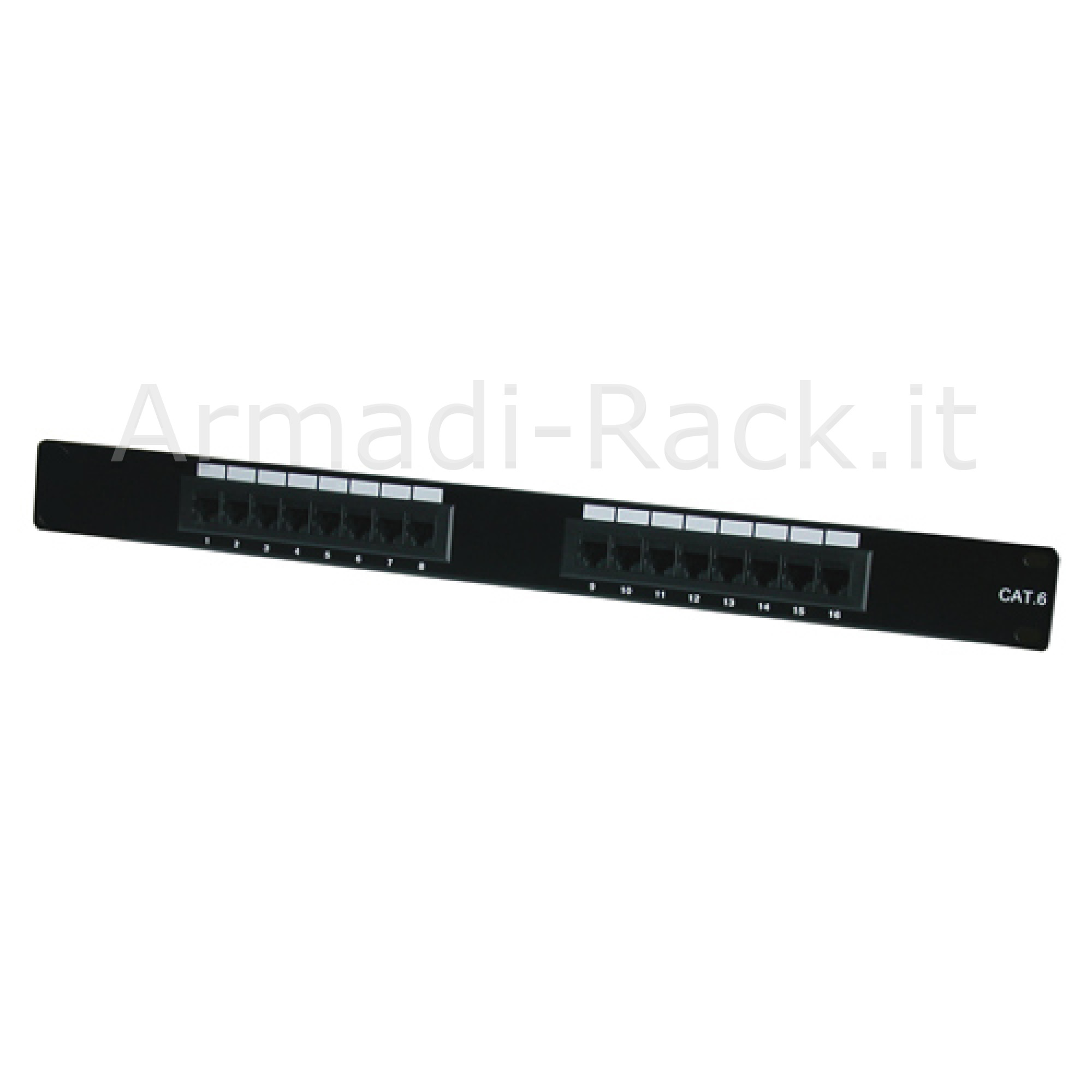PANNELLO PATCH 19 NON SCHERMATO UTP 16 PORTE 8 POLI RJ45 PER RETI CATEGORIA 6 - 1 UNITA'