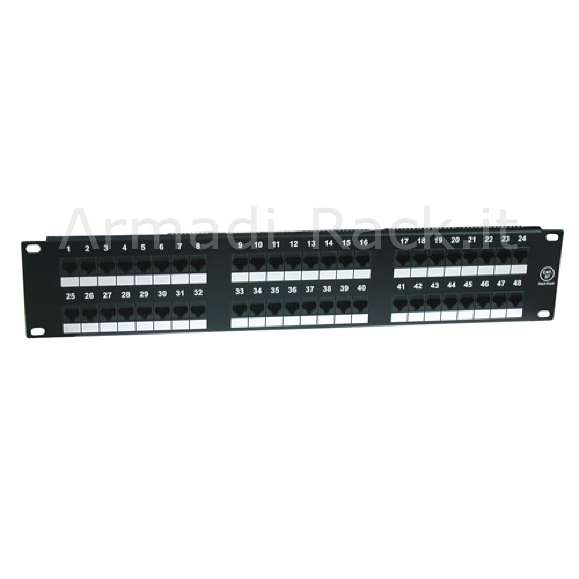 PANNELLO PATCH 19 NON SCHERMATO UTP 48 PORTE 8 POLI RJ45 PER RETI CATEGORIA 6 - 2 UNITA'