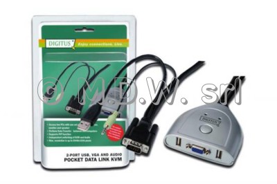 MINI SWITCH TASTIERA/MOUSE/MONITOR/AUDIO PER UN UTENTE (USB/VGA) CON DUE PC (USB/VGA) CON CAVI INCLUSI CON FUNZIONE SCAMBIO FILE TRA PC.