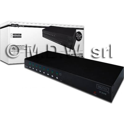 Switch kvm 1 utente 8 pc (ps/2 o usb) con osd - controllo con postazione locale o ip