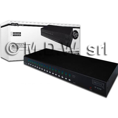Switch kvm 1 utente 16 pc (ps/2 o usb) con osd - controllo con postazione locale o ip