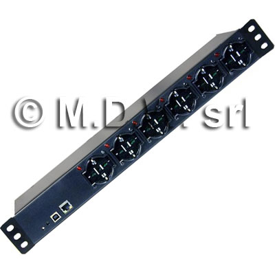 Multipresa Intelligente serie SNMP 6 prese Universali bi-passo - controllo LAN montaggio rack 19