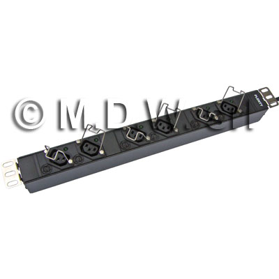 Multipresa 6 IEC C13 - con blocca cavo + LED per singola presa alta 1 unit�, spina cavo alimentazione schuko