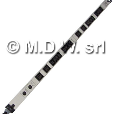 Multipresa 16 IEC C13 + 4 IEC C19 con 2 gruppi  fusibili da 16A 1130 mm