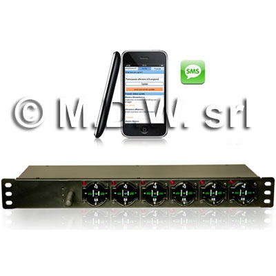MultiPresa Professionale con controllo delle apparecchiature mediante SMS: 6 prese Vimar Universali bipasso, 16A Totale, Struttura in Alluminio