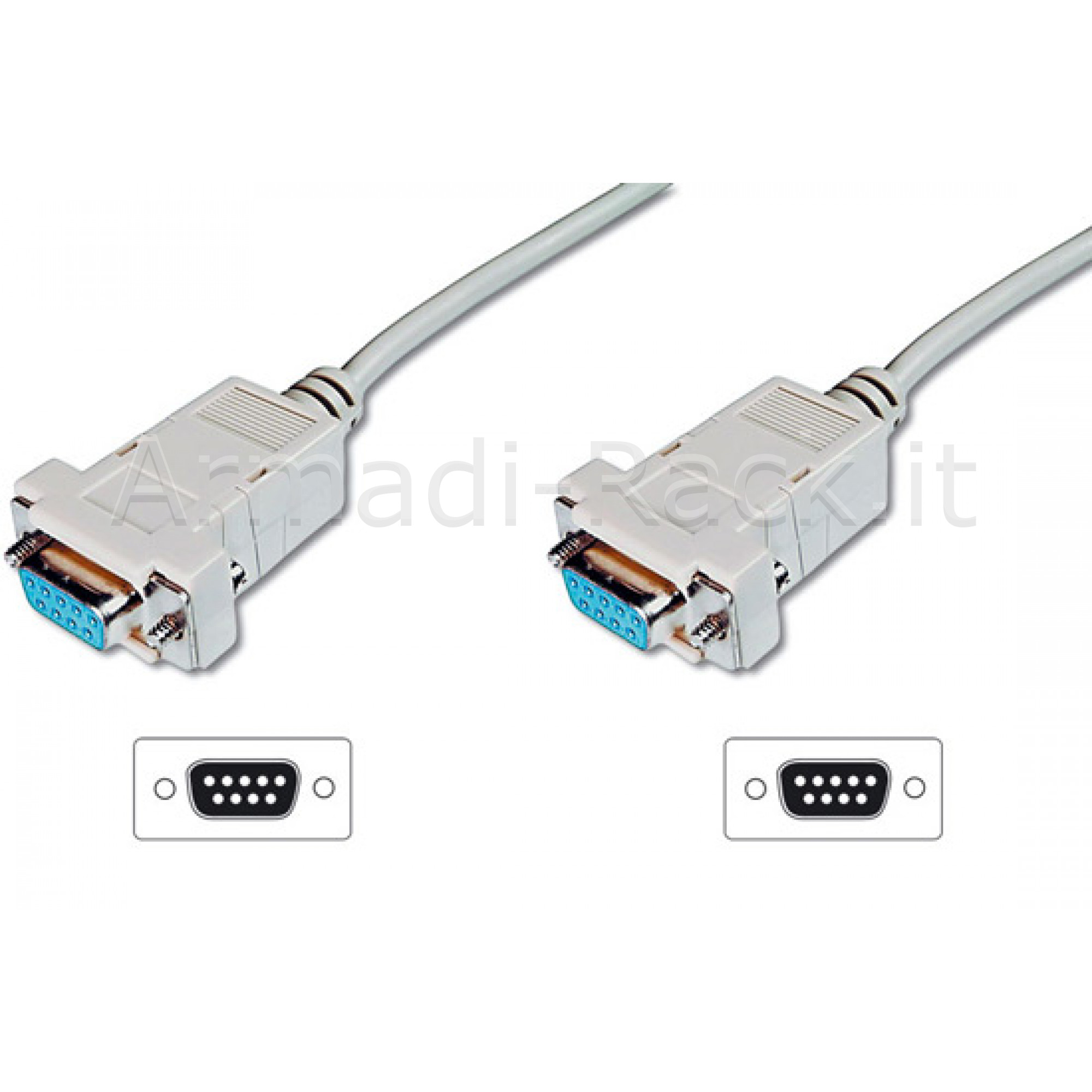 CAVO NULL MODEM COMPUTER SERIALE RS232 CROSSOVER (INCROCIATO) 9 POLI FEMMINA/FEMMINA MT.2 (AK 143 1.8M)