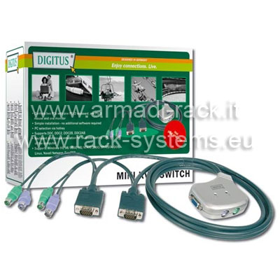 MINI DATA SWITCH ELETTRONICO A 2 PORTE PER 2 PC CON SET CAVI INCLUSI (DC OC12)