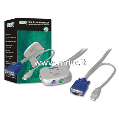 MINI SWITCH PER 1 TASTIERA/MOUSE/MONITOR PS2 CON PRESE PER 2 PC USB (DC OC12U)