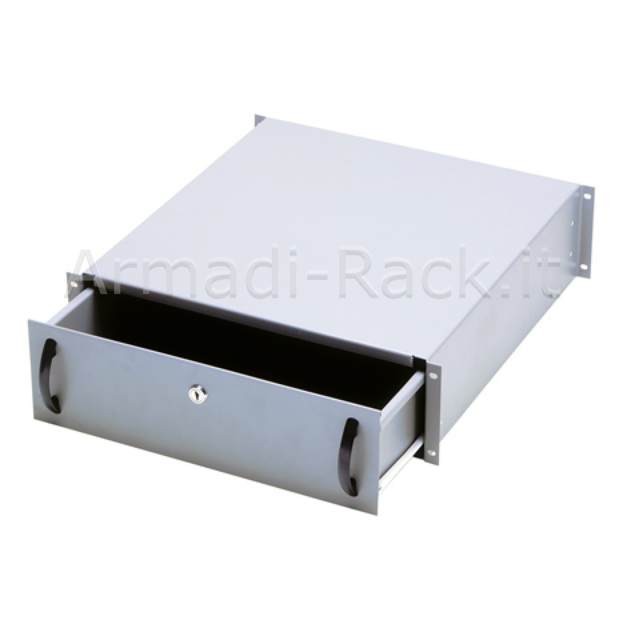 CASSETTO PER ARMADI RACK 19 CON SERRATURA, 3 UNITA', COLORE GRIGIO RAL7035-DIMENSIONI (L/P/A) MM. 485X480X134 (DN-19 KEY-3U)