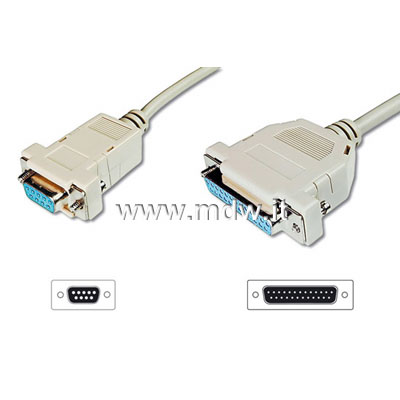 CAVO NULL MODEM PER COMPUTER XT/AT CROSS OVER (INCROCIATO) 9 POLI FEMMINA 25 POLI FEMMINA  MT.2 (AK 124 3M)