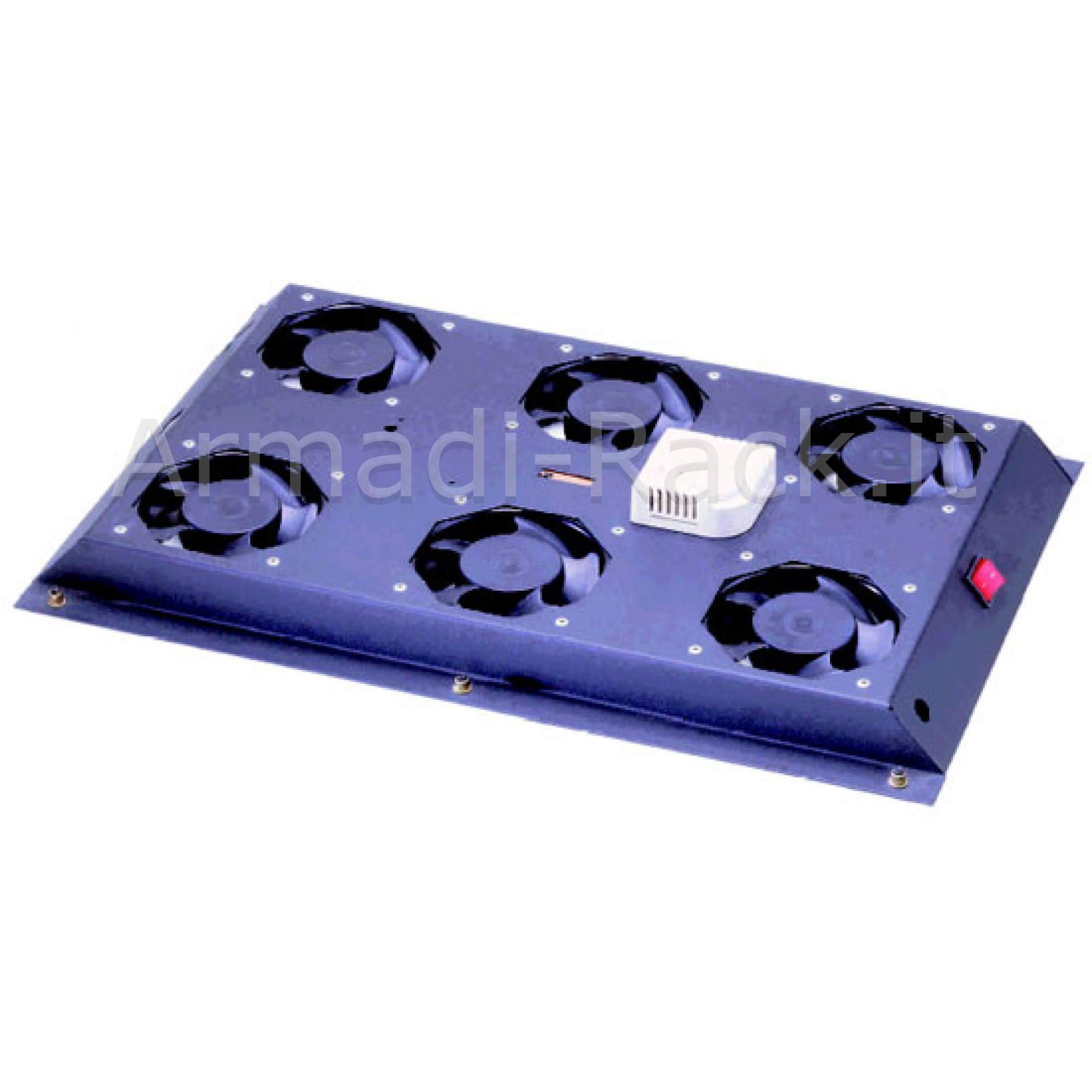 KIT 6 VENTOLE CON TERMOSTATO, 19.8 METRI  CUBI CIRCOLAZIONE D'ARIA COLORE NERO RAL 9005 PER ARMADI LINEA SERVER (DN-19 FAN-6-1000SW-N)