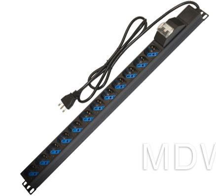 MULTIPRESA VERTICALE A 12 PORTE PER ARMADI RACK 19 POLLICI CON INTERRUTTORE MAGNETO TERMICO