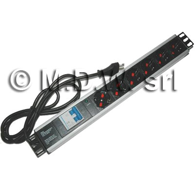 MULTIPRESA ALIMENTAZIONE PER RACK 19 CON 6 PRESE UNIVERSALI TRIPOLARI/SHUKO MAGNETOTERMICA