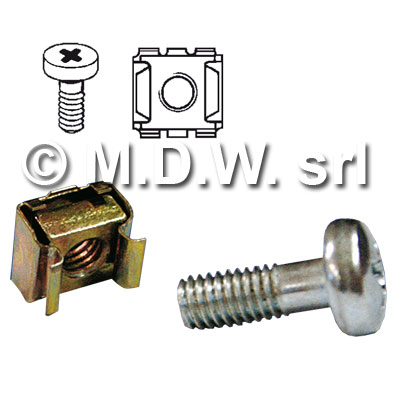 Kit 50 viti testa a croce M6 x 16mm + 50 dadi a gabbia (in acciaio non verniciato)