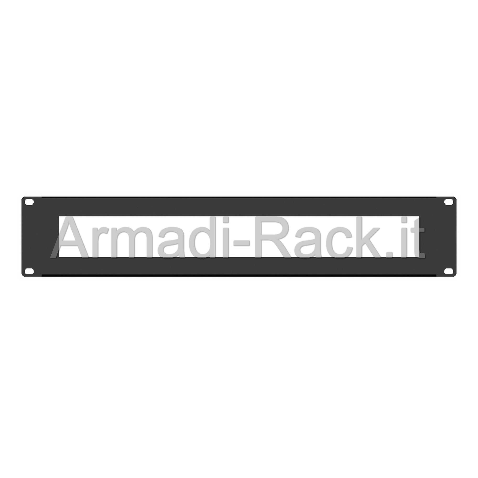 Pannello 2 unit� rack con foratura per 7 prese civili 220V 16A Gewiss euro con 8 adattatori 2P o per 7 prese civili Vimar universale + 1 posizione da 2 DIN 48,5x9x6mm