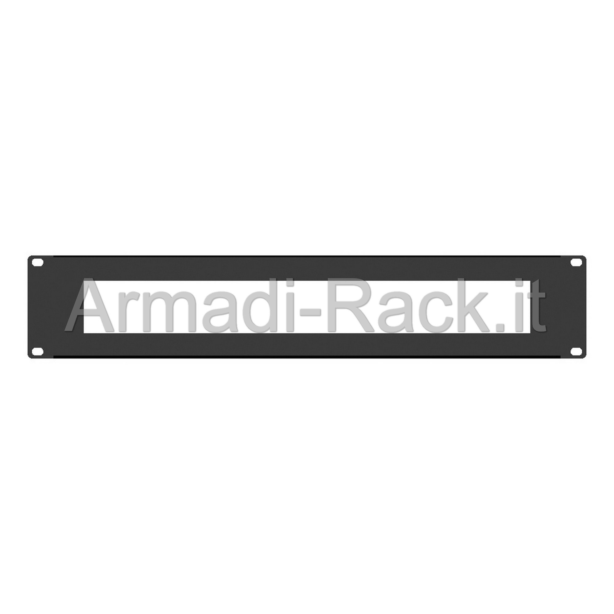 Pannello 2 unit� rack con foratura per 22 moduli DIN 17,5 mm colore nero RAL 9005 dimensioni 48,5x9x6 mm