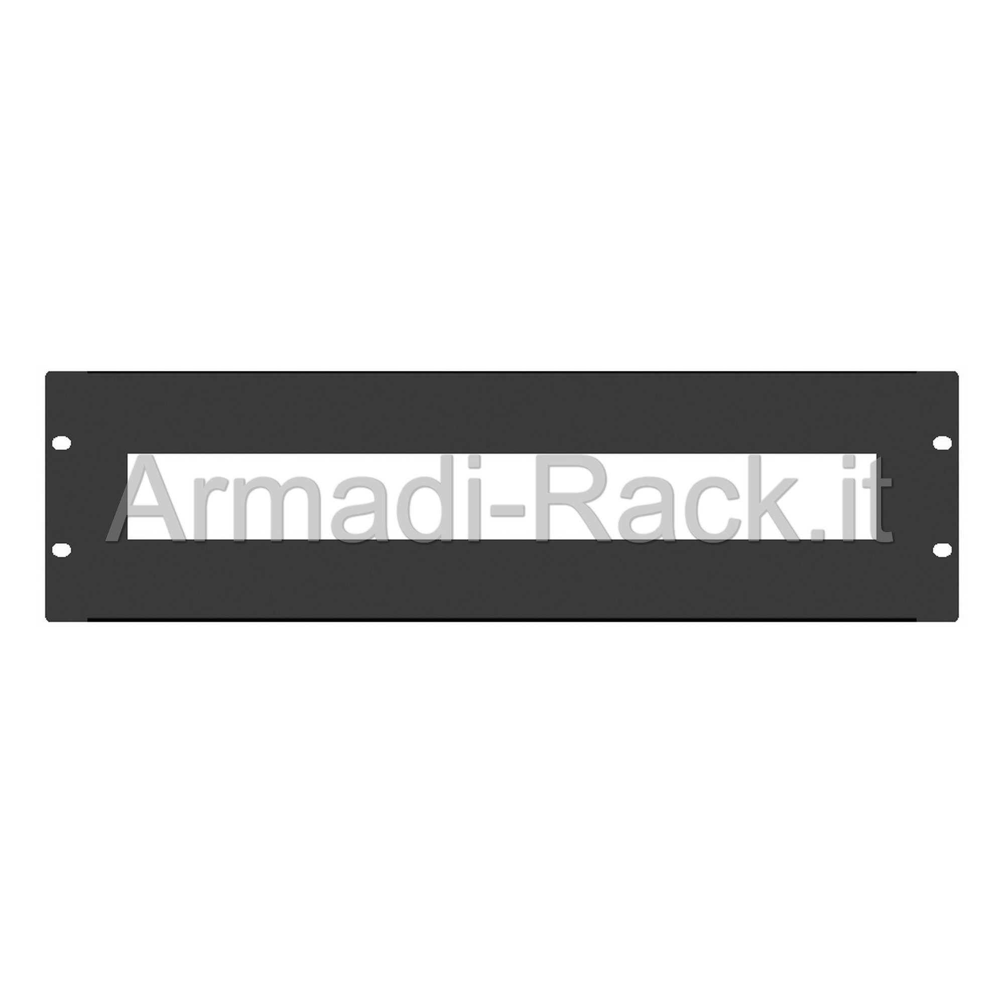 Pannello 3 unit� rack con foratura per 22 moduli DIN da 18 mm colore nero RAL 9005 dimensioni 48,5x9x6 mm