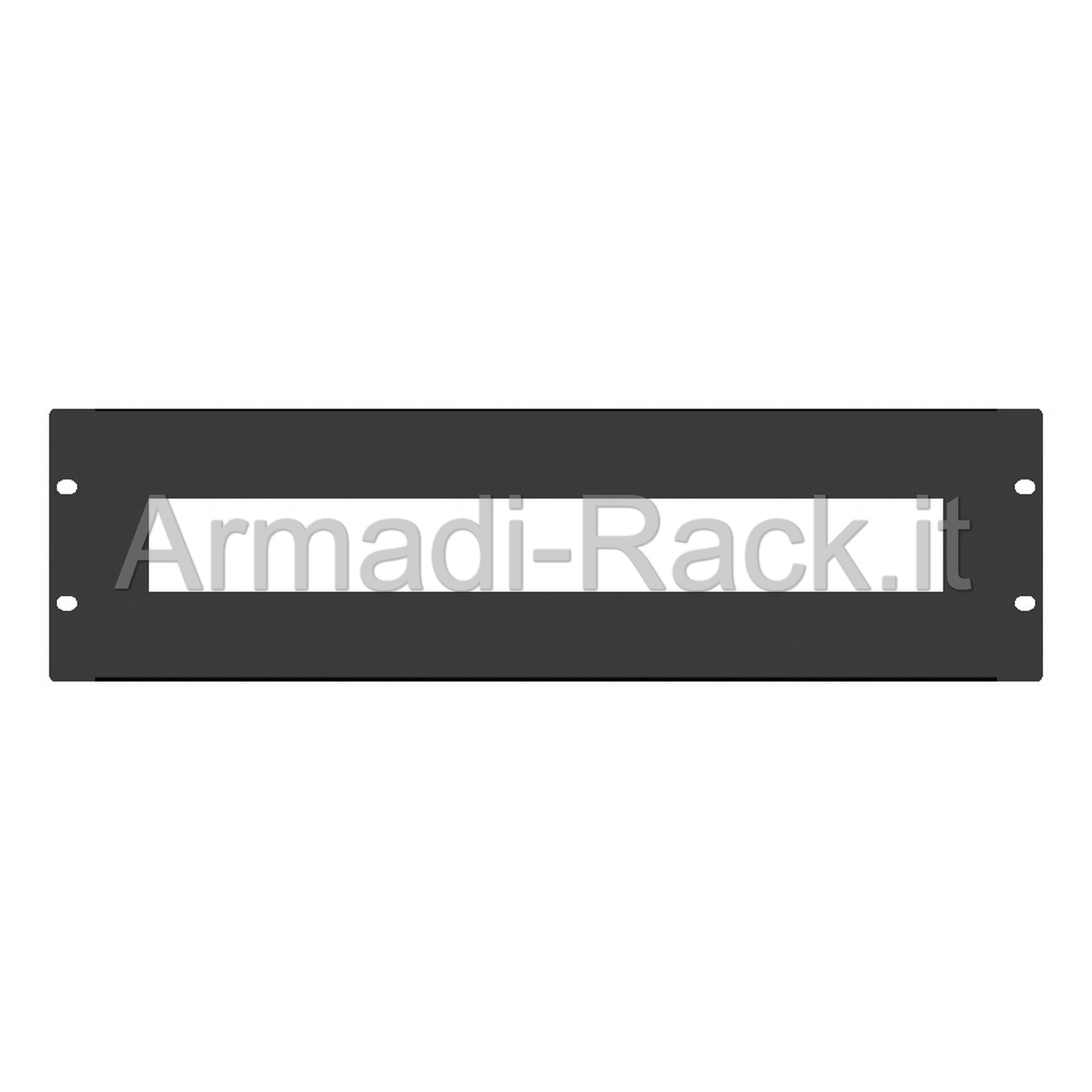 Pannello 3 unit� rack con foratura per 22 moduli DIN da 17,5 mm colore nero RAL 9005 dimensioni 48,5x9x6 mm