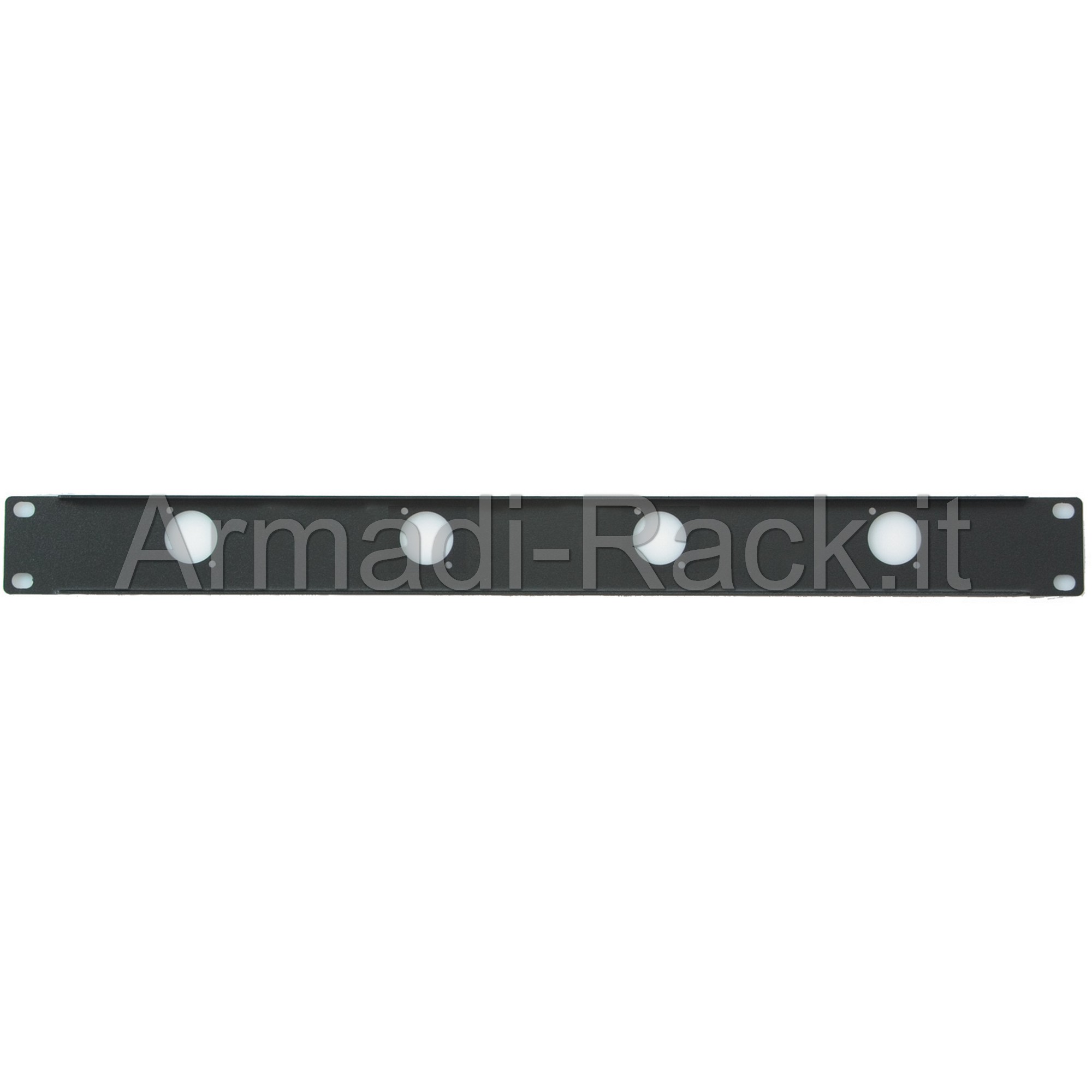 Pannello rack 19 pollici 1 unit� con 4 fori per l'inserimento di 4 connettori XLR Neutrik. 