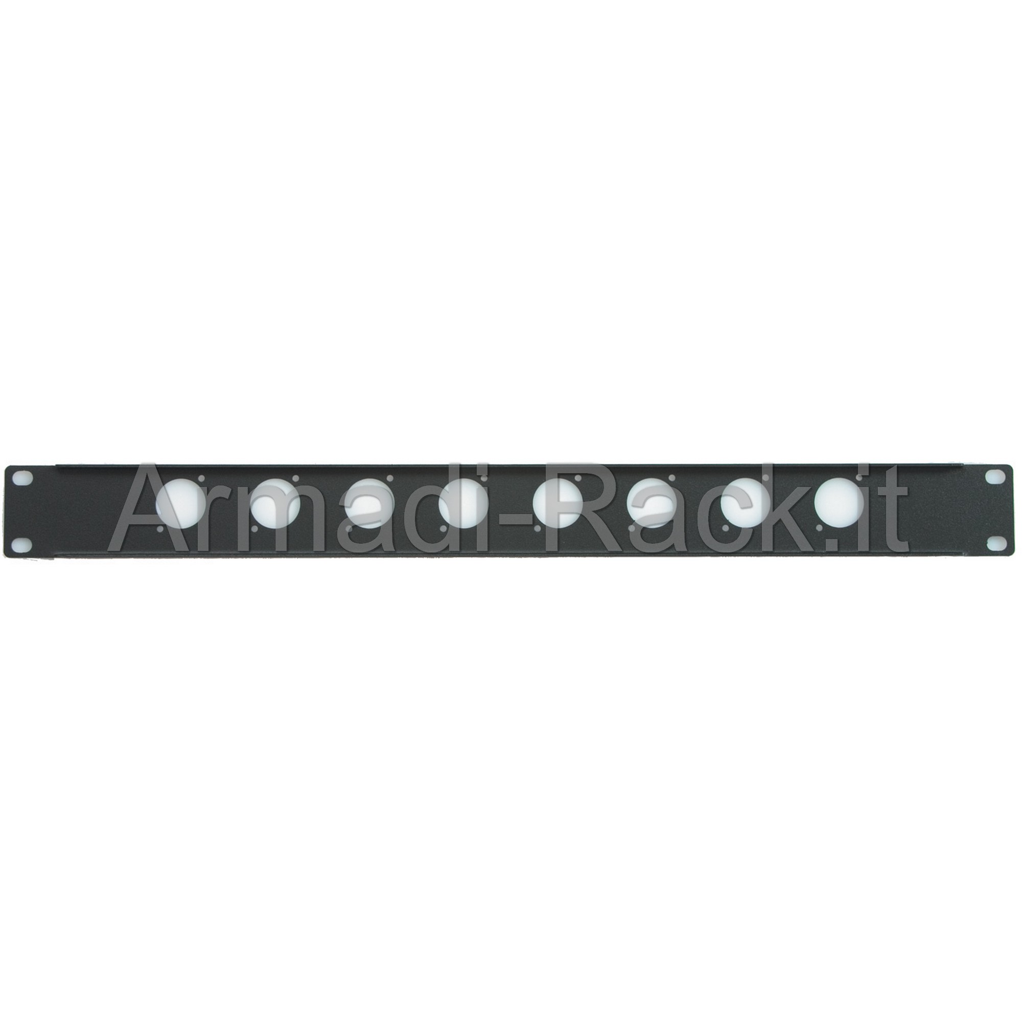 Pannello rack 19 pollici 1 unit� con 8 fori per l'inserimento di 8 connettori XLR Neutrik.  
