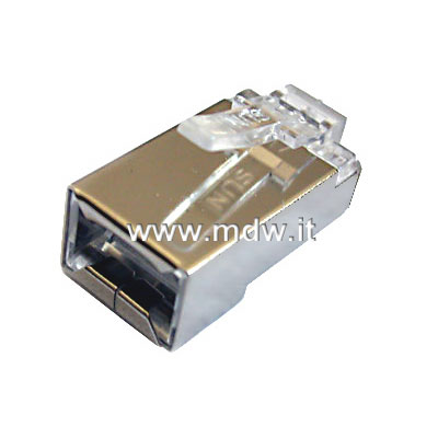 CONNETTORE PLUG 8 POLI SCHERMATO CAT. 5E RJ45 CON INSERITORE PER CAVO RETE FLESSIBILE