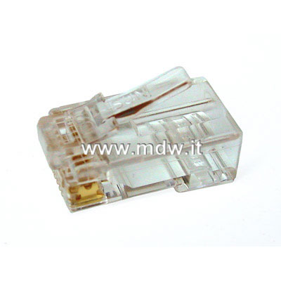 CONNETTORE PLUG 8 POLI NON SCHERMATO CAT. 5E UTP RJ45 CON INSERITORE PER CAVO RETE FLESSIBILE