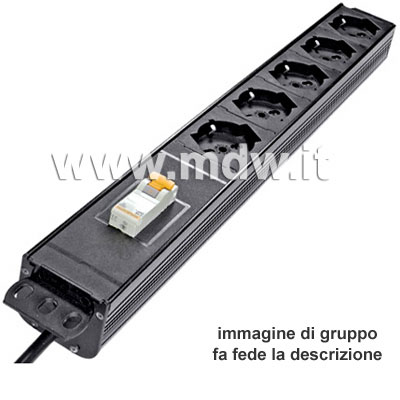 Multipresa 5 prese + inter. Magnetotermico Differenziale-  struttura PVC V0