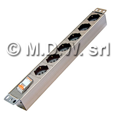 Multipresa 6 prese  + interruttore magneto-termico  - struttura in alluminio
