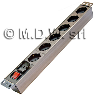 Multipresa 6 prese  + interruttore luminoso bipolare - struttura PVC V0 ignifuga