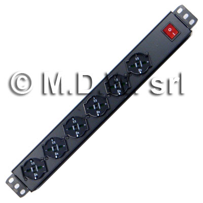 Multipresa 6 prese Vimar + interruttore luminoso bipolare - struttura PVC V0 ignifuga