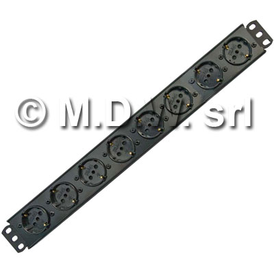 Multipresa 8 Schuko ed italiana - con alette fissaggio verticale- Diretta senza interruttori -  struttura in PVC V0
