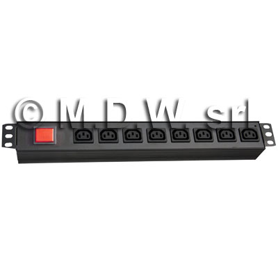 Multipresa 8 IEC C13 + spia luminosa - struttura in alluminio 