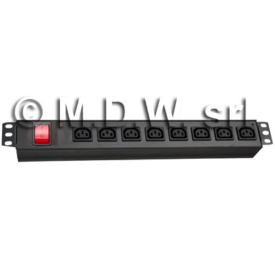 Multipresa 8 IEC C13 + inter.luminoso bipolare - struttura PVC V0  