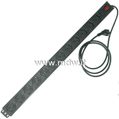 Multipresa 12 prese + interruttore magneto-termico - struttura PVC V0 ignifuga 840 mm