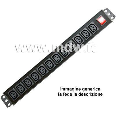 Multipresa 12 IEC C13 + inter.Magneto-Termico - struttura PVC V0 532 mm