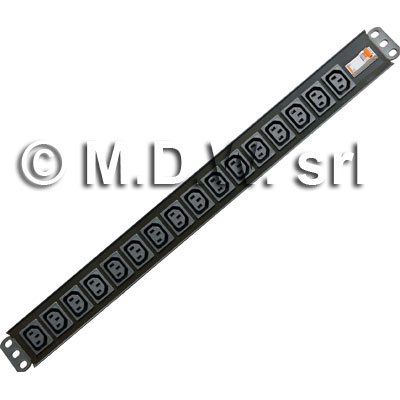 Multipresa 16 IEC C13 + inter.Magneto-Termico 32A - struttura in alluminio - cavo sezione 4mm per alimentazione 32A