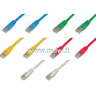 Confezione 50 patch cords cat6 UTP in 5 colori di lunghezza metri 7