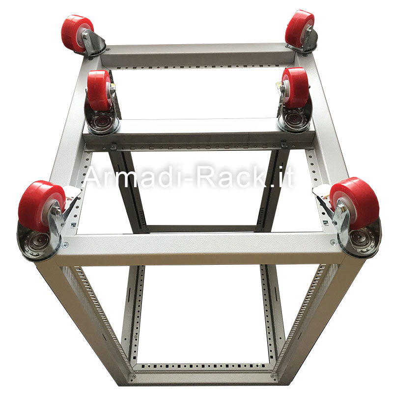 struttura rack in acciaio con ruote multiple ad elevata portata