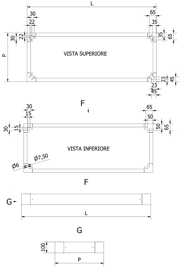 vista superiore ed inferiore