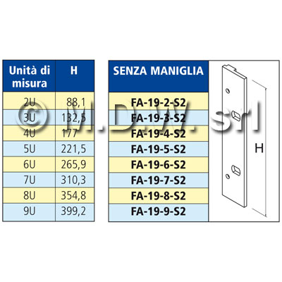 Flangia 19 pollici per contenitore rack serie 2000 alto 6HE