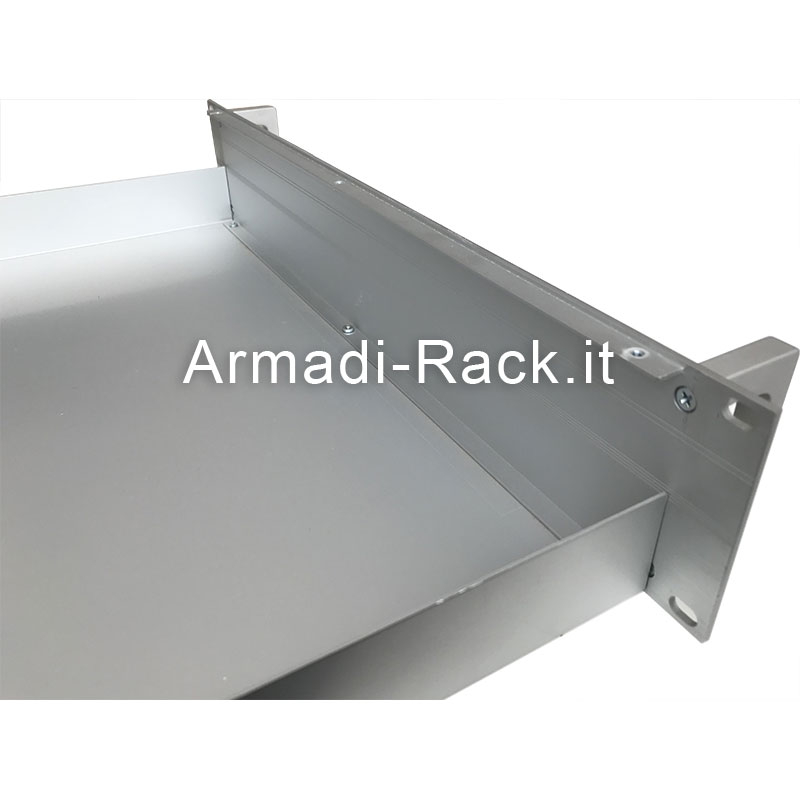 Contenitore a cassetto rack 19'' 2U in alluminio anodizzato naturale,...