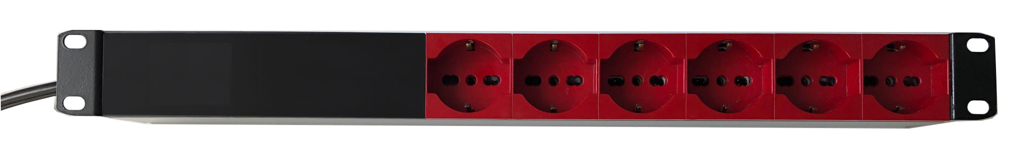 Multipresa 1 unità rack 19 pollici, PDU 6 prese di colore rosso...