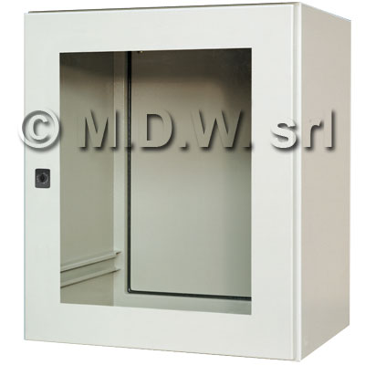 Base con porta in cristallo, dimensioni 600L x 700H x 500P