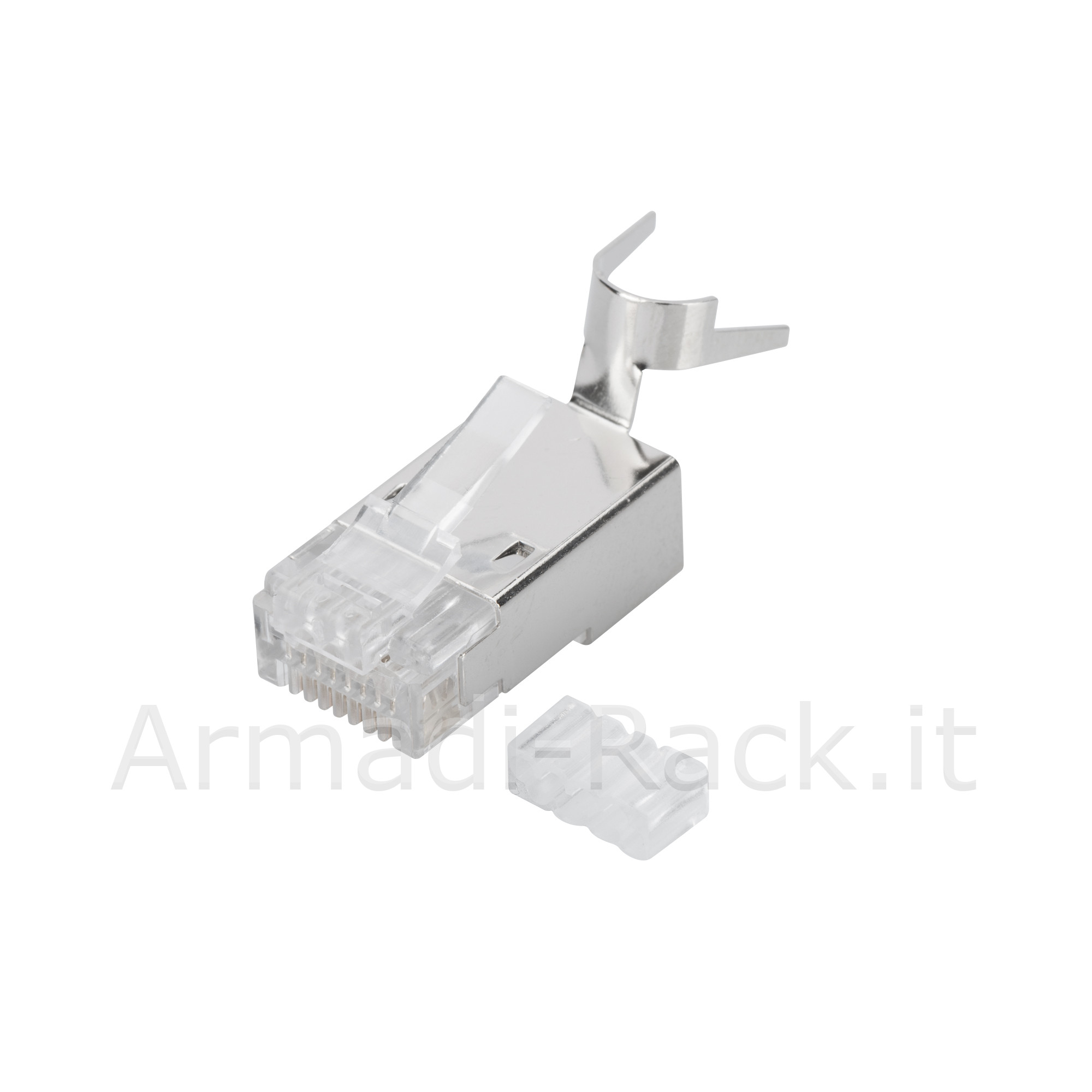 Connettore plug 8 poli schermato cat.6a rj45 con inseritore per cavo...
