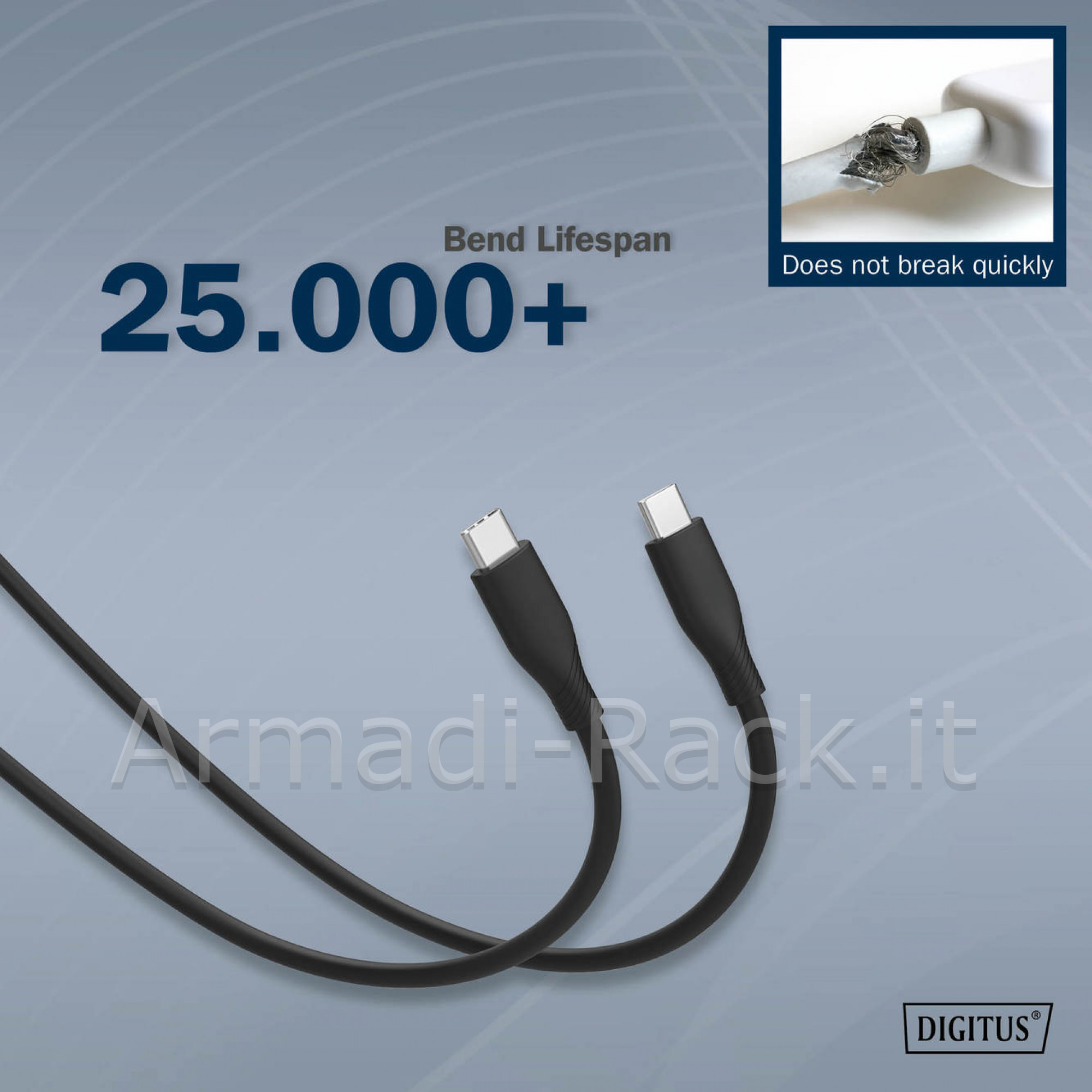 Cavo ricarica guaina silicone usb-c / usb-c 1m, usb 2.0, 60w, nero