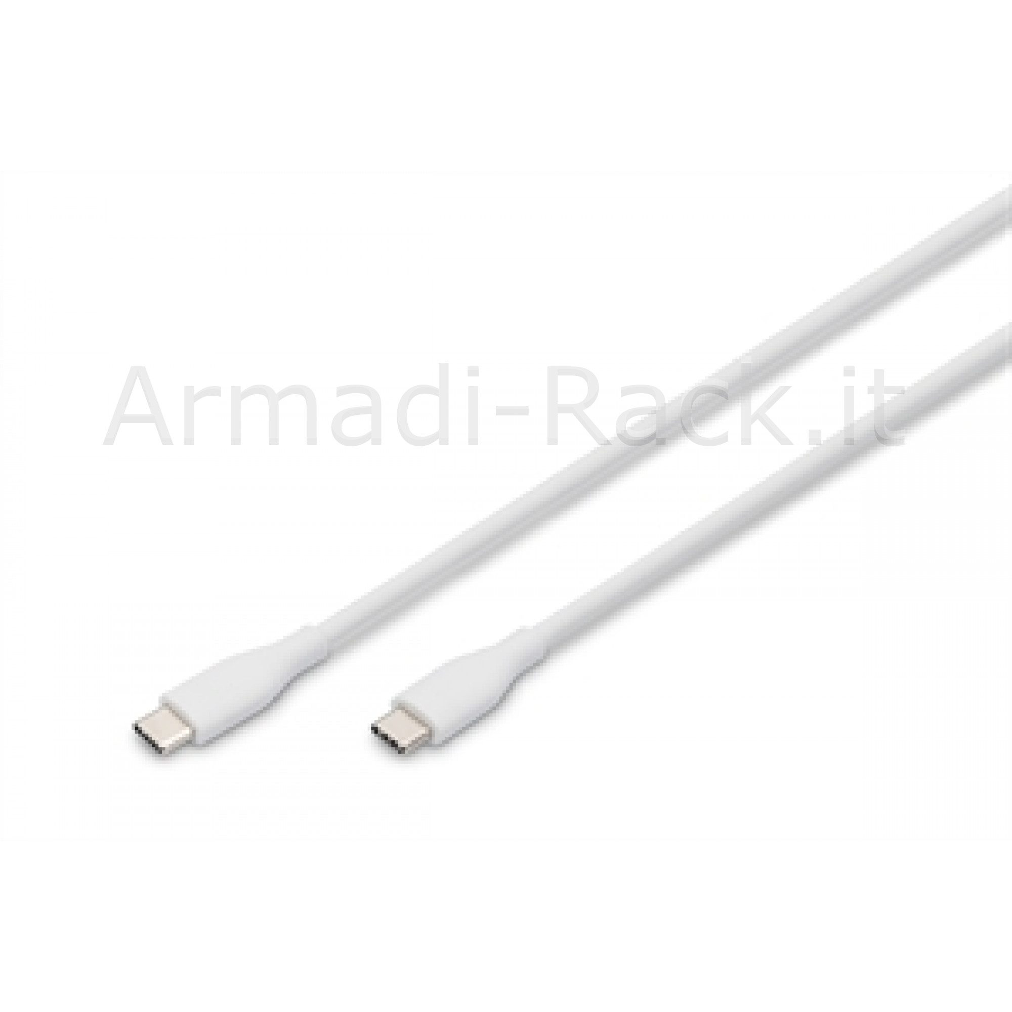 Cavo ricarica guaina silicone usb-c / usb-c 2m, usb 2.0, 60w, bianco