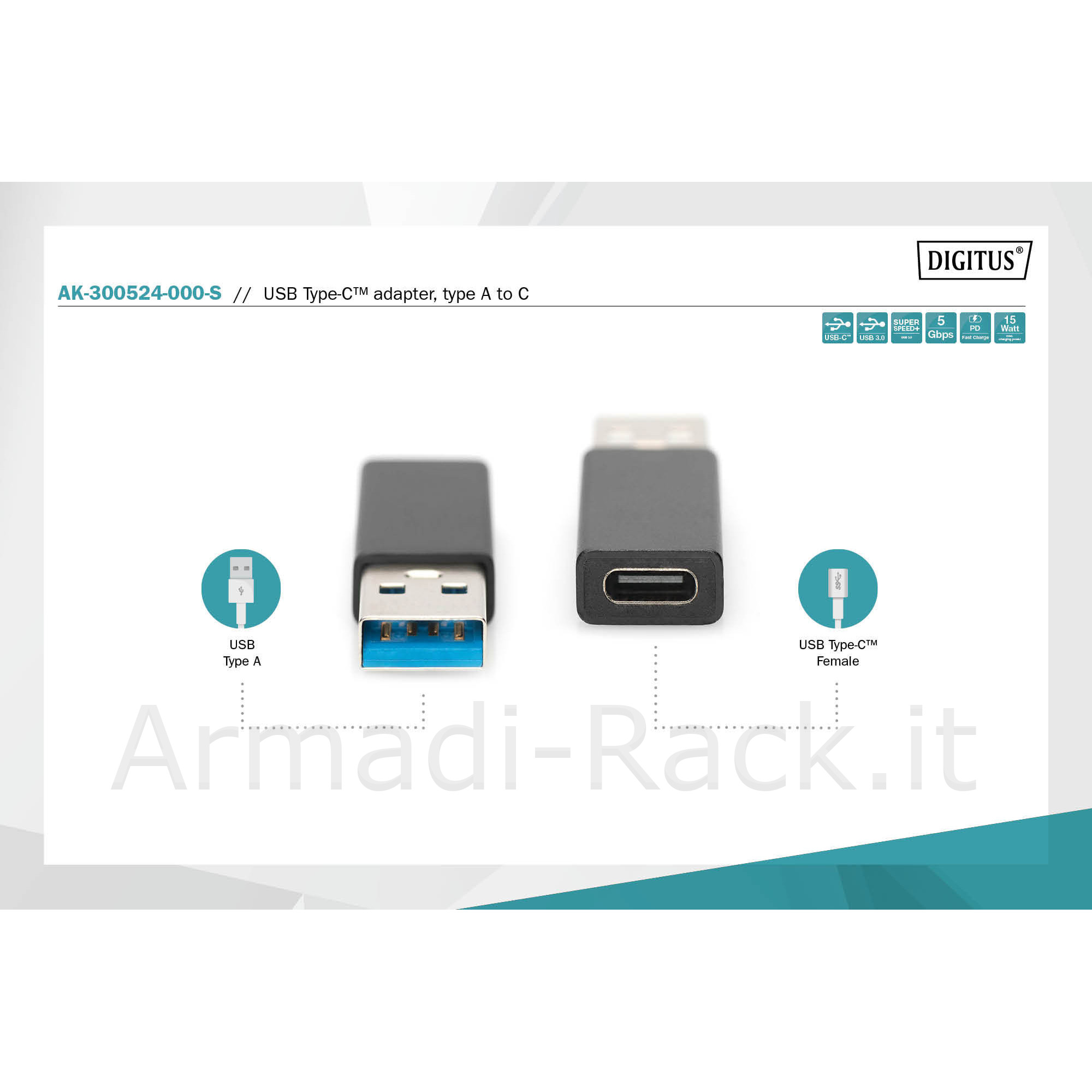 Adattatore usb tipo "c" femmina - usb "a" maschio